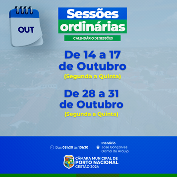 CALENDARIO DE SESSÃO OUTUBRO 